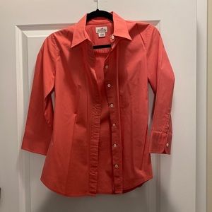 J Crew salmon button down, 3/4 sleeves